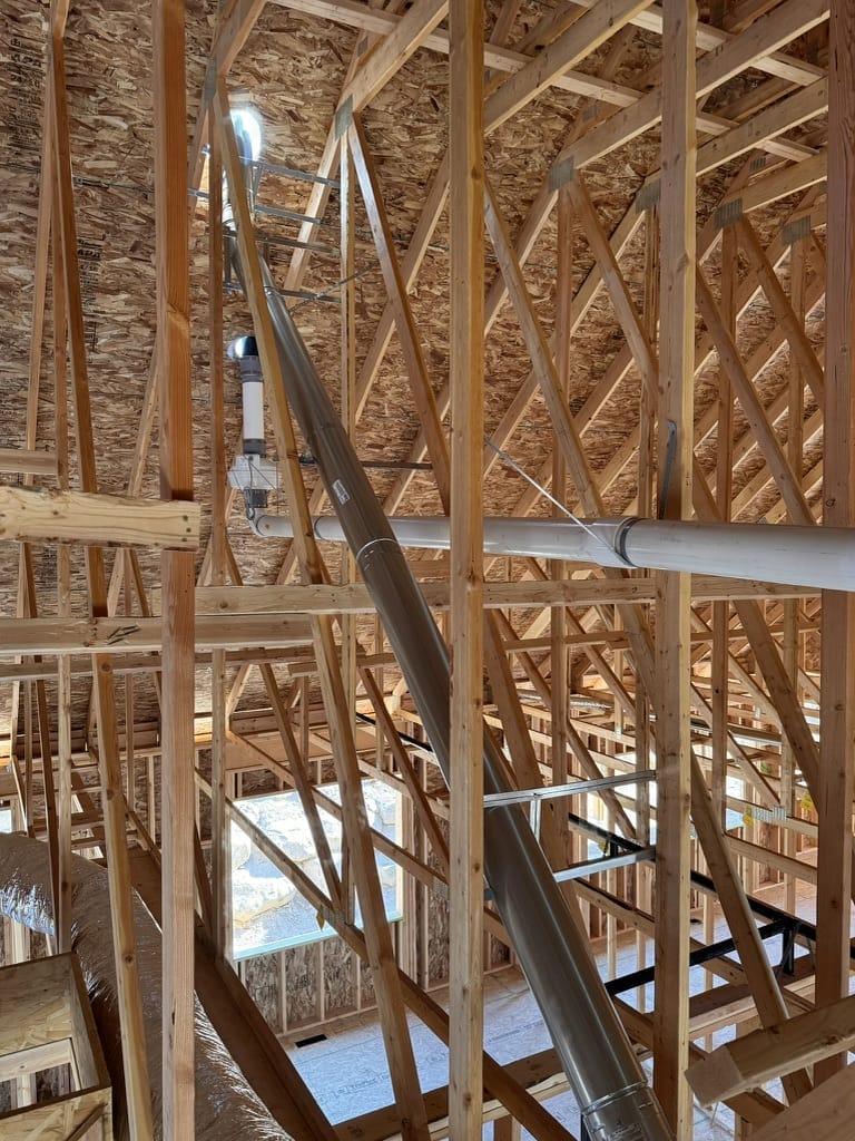 Radon mitigation system installation for home builders in new construction project
